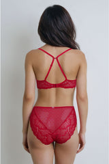 BLS - Edwina Wired And Non Padded Lace Bra Set - Red view 2