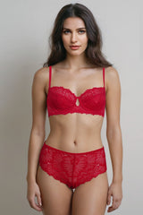 BLS - Edwina Wired And Non Padded Lace Bra Set - Red view 1