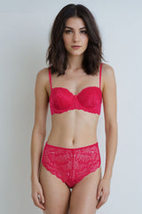 BLS - Eliana Wired And Padded Strapless Lace Bra Set - Red view 1