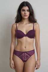 BLS - Emma Wired And Padded Lace Bra Set - Burgundy view 1