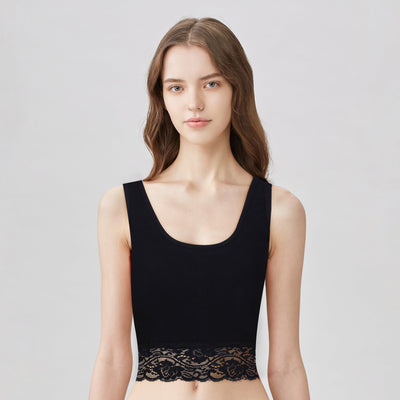 BLS - Zisel Padded Cotton Teen Crop Top - Black