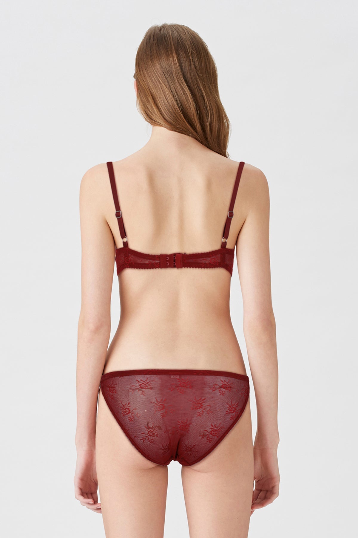 BLS - Antona Wired And Pushup Lace Bra Set - Burgundy — image 2 — Meeshop Pakistan