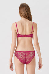 BLS - Antonia Wired And Pushup Lace Bra Set - Cherry view 2