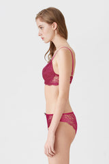 BLS - Antonia Wired And Pushup Lace Bra Set - Cherry view 3