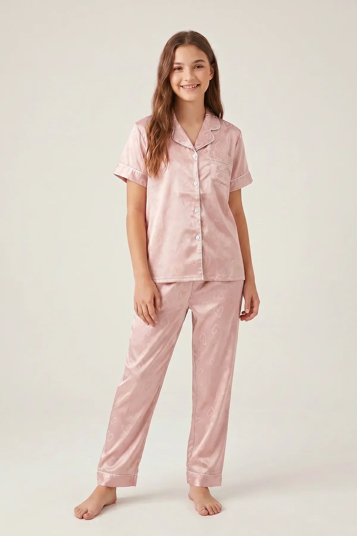 BLS - Be My Love Satin Pajama Set - Pink — image 1 — Meeshop Pakistan