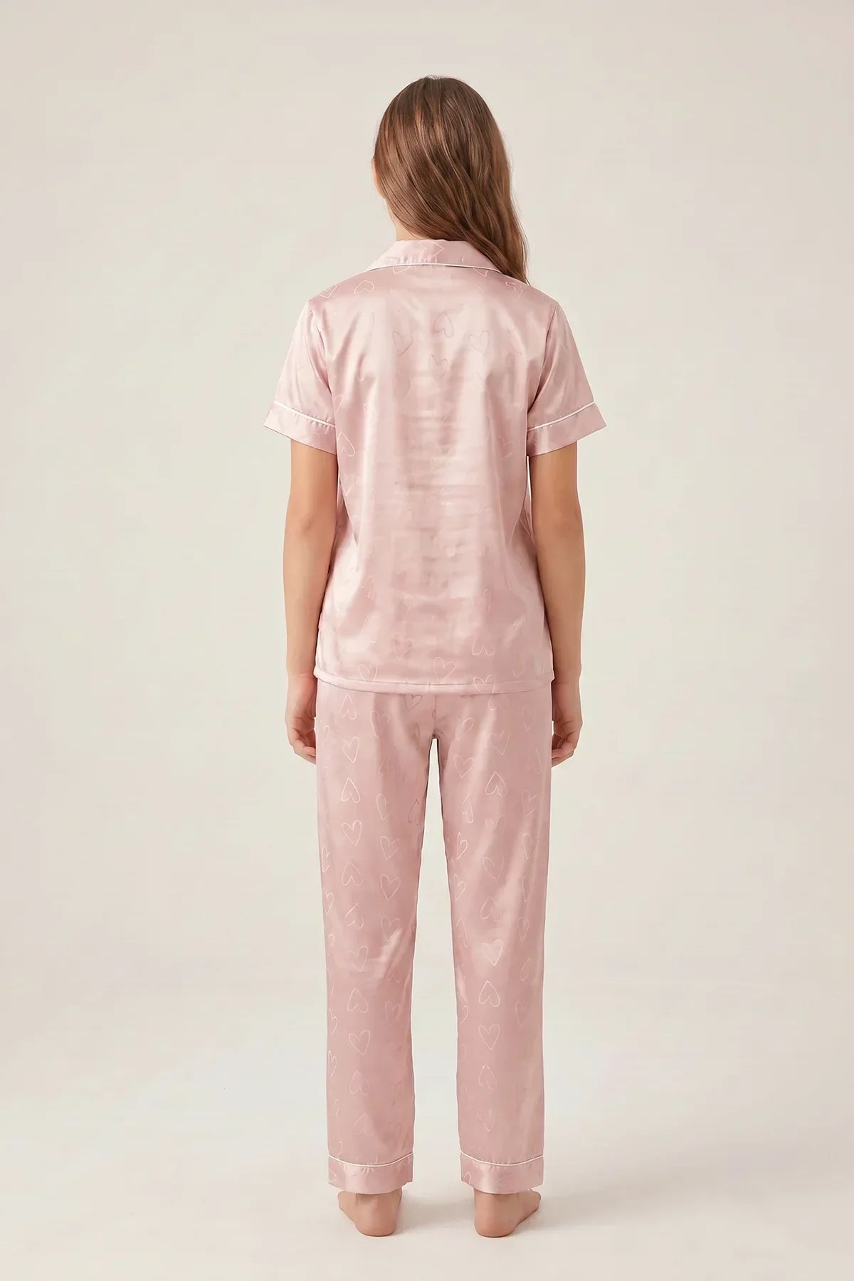 BLS - Be My Love Satin Pajama Set - Pink — image 3 — Meeshop Pakistan