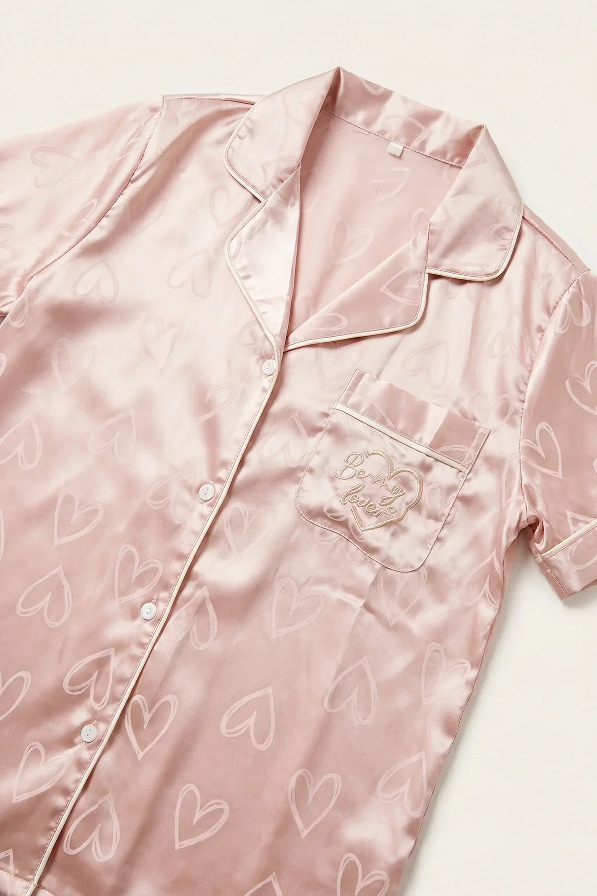 BLS - Be My Love Satin Pajama Set - Pink — image 2 — Meeshop Pakistan