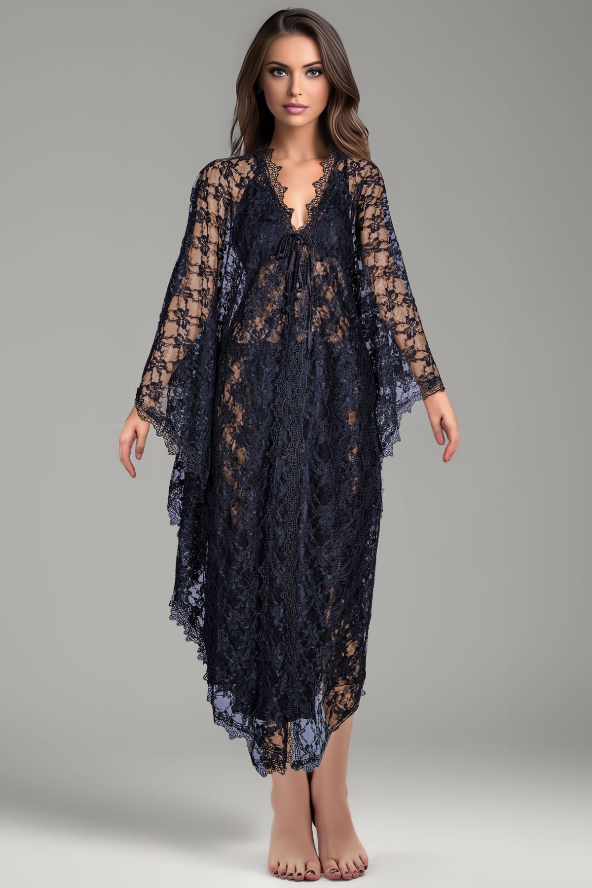 BLS - Bella Silk And Lace Nighty - Black — image 1 — Meeshop Pakistan