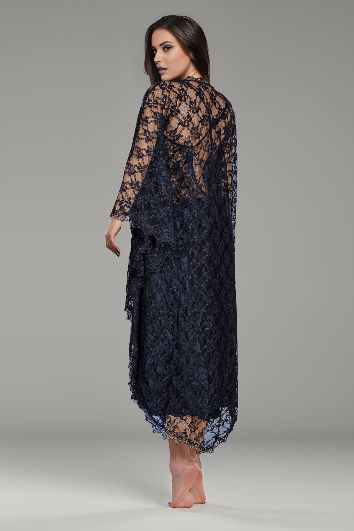 BLS - Bella Silk And Lace Nighty - Black — image 2 — Meeshop Pakistan