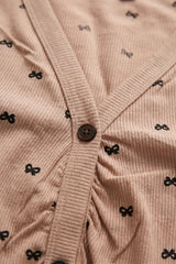 BLS - Bow Print Ribbed Pajama Set - Coffee view 2