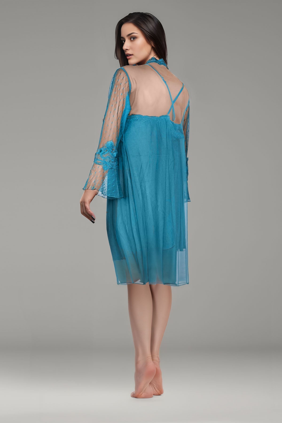 BLS - Bree Silk And Lace Nighty - Green — image 2 — Meeshop Pakistan