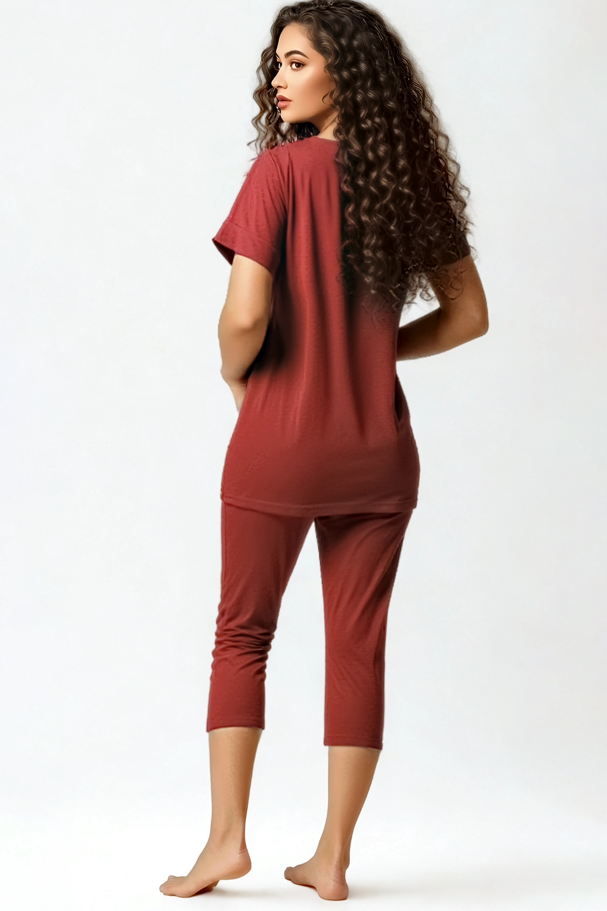 BLS - Breeze Viscose Pajama Set - Burgundy — image 2 — Meeshop Pakistan