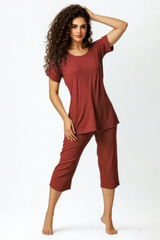BLS - Breeze Viscose Pajama Set - Burgundy view 1