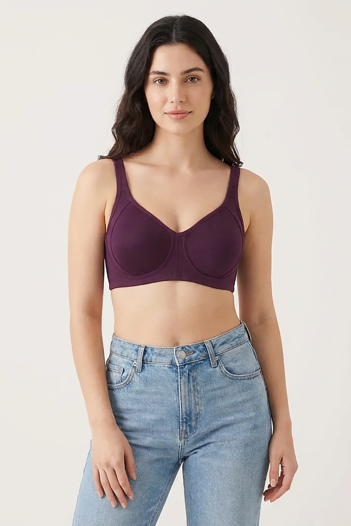 BLS - Calantha Non Wired And Non Padded Cotton Bra - Purple — image 1 — Meeshop Pakistan