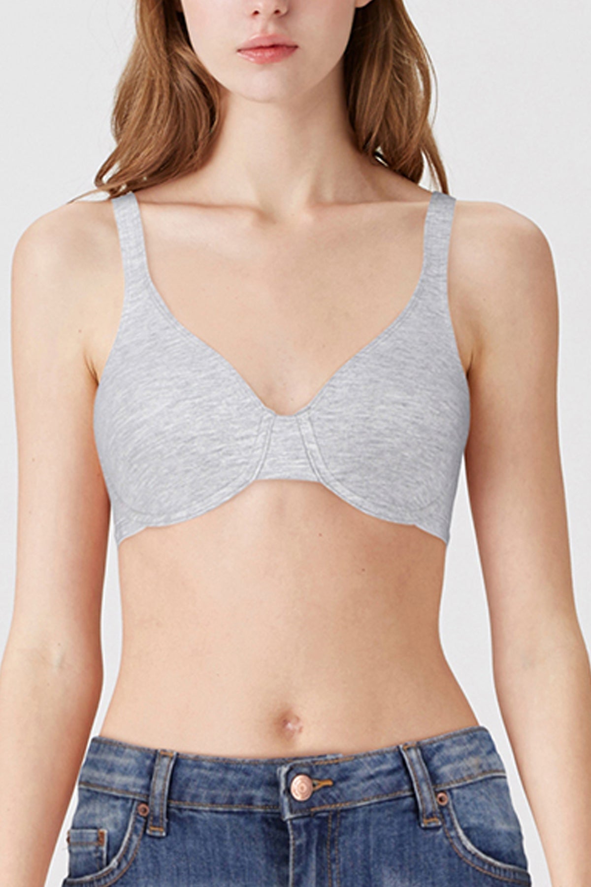 BLS - Camille Wired And Non Padded Cotton Bra - Gray Melange — image 3 — Meeshop Pakistan