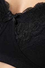 BLS - Caprina Non Wired And Non Padded Cotton Bra - Black Negro view 4