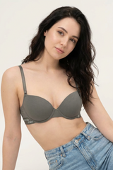 BLS - Cheree Wired And Padded Cotton Bra - Leaf Green view 1