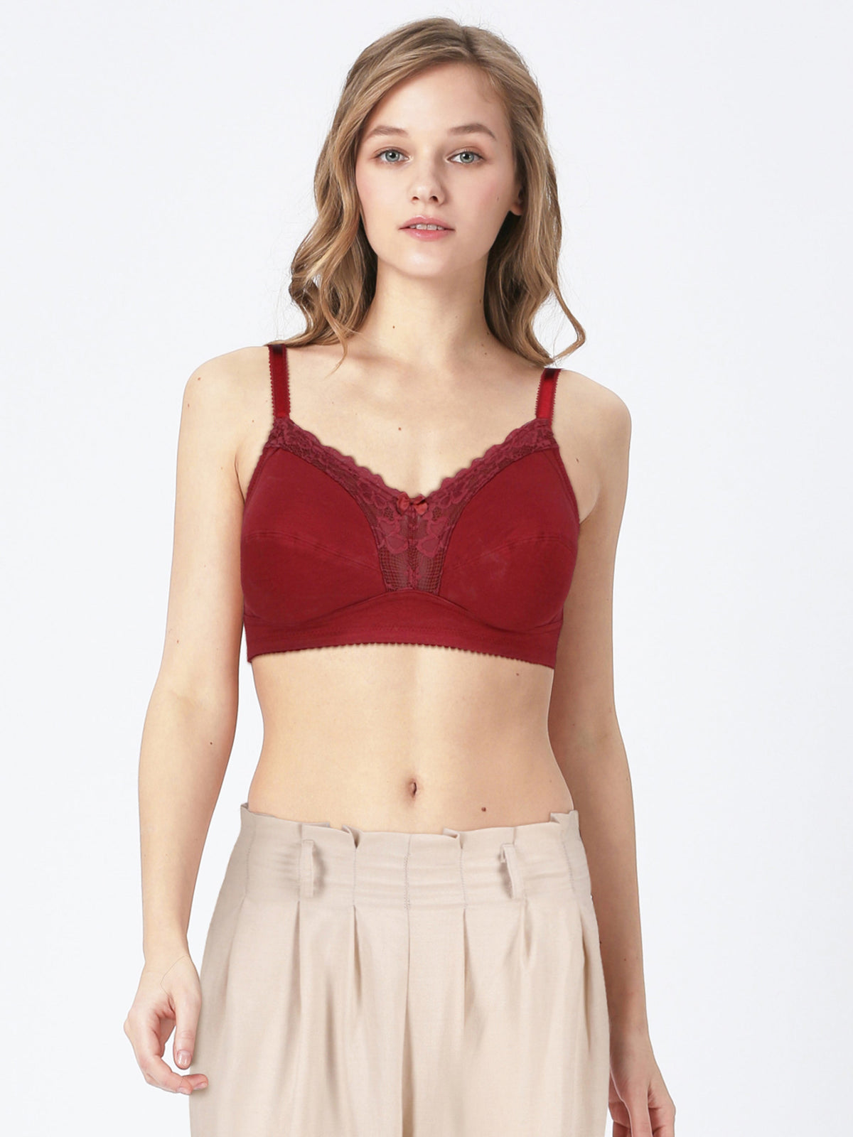 BLS - Colette Non Wired And Non Padded Cotton Bra - Burgundy — image 4 — Meeshop Pakistan