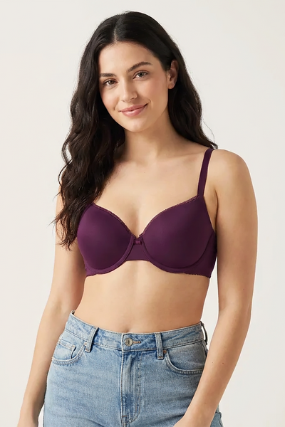 BLS - Colo Wired And Padded Cotton Bra - Patent Purple