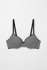 BLS - Colo Wired And Padded Cotton Bra - YD Black view 3