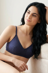 BLS - Cora Non wired And Non Padded Cotton Bra - Navy Blue view 3