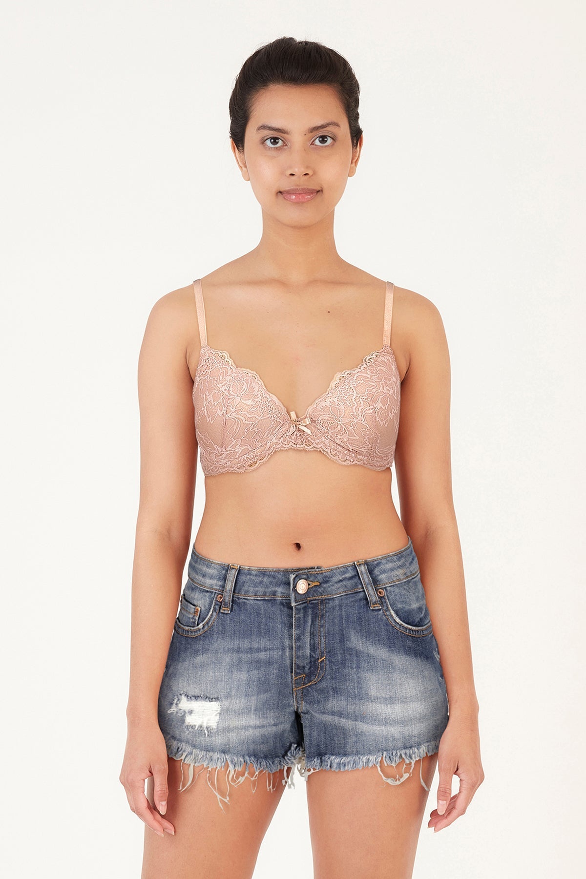 BLS - Defne Wired And Pushup Lace Bra - Stone — image 1 — Meeshop Pakistan