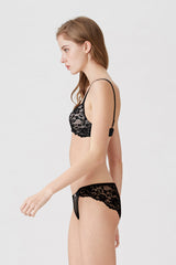 BLS - Femke Wired And Pushup Lace Bra Set - Black view 3