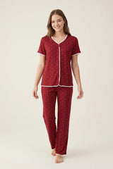 BLS - Heart Print Pajama Set - Jujube Red view 1