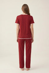 BLS - Heart Print Pajama Set - Jujube Red view 3