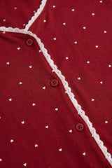 BLS - Heart Print Pajama Set - Jujube Red view 2