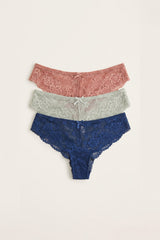 BLS - Lace Panty Pack Of 3 - Navy-Rose Dawn-Country Air view 1