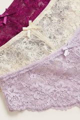 BLS - Lace Panty Pack Of 3 - Plum Caspia-Lavender Fog-Cream Pink view 3