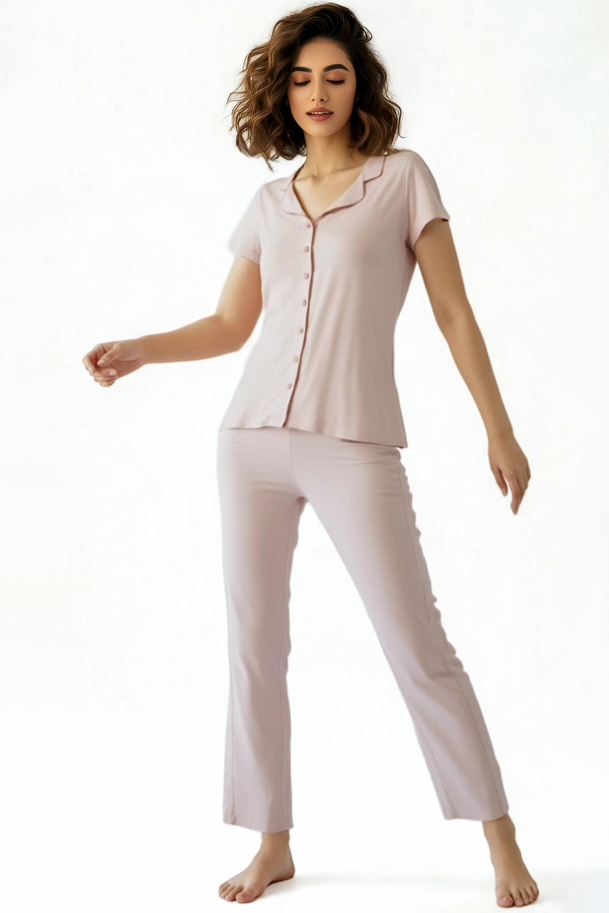 BLS - Misty Viscose Pajama Set - Ivory — image 1 — Meeshop Pakistan