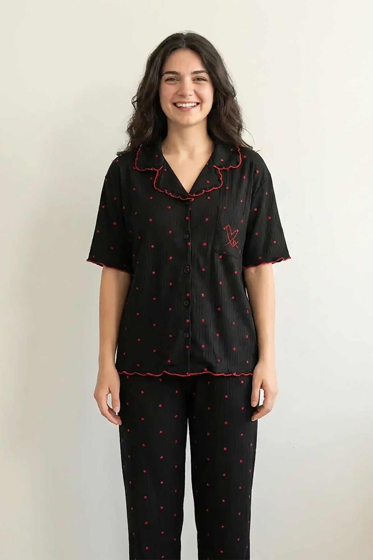 BLS - Pajama set -  Short sleeves with long pants - Black — image 1 — Meeshop Pakistan