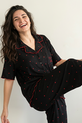 BLS - Pajama set -  Short sleeves with long pants - Black view 2