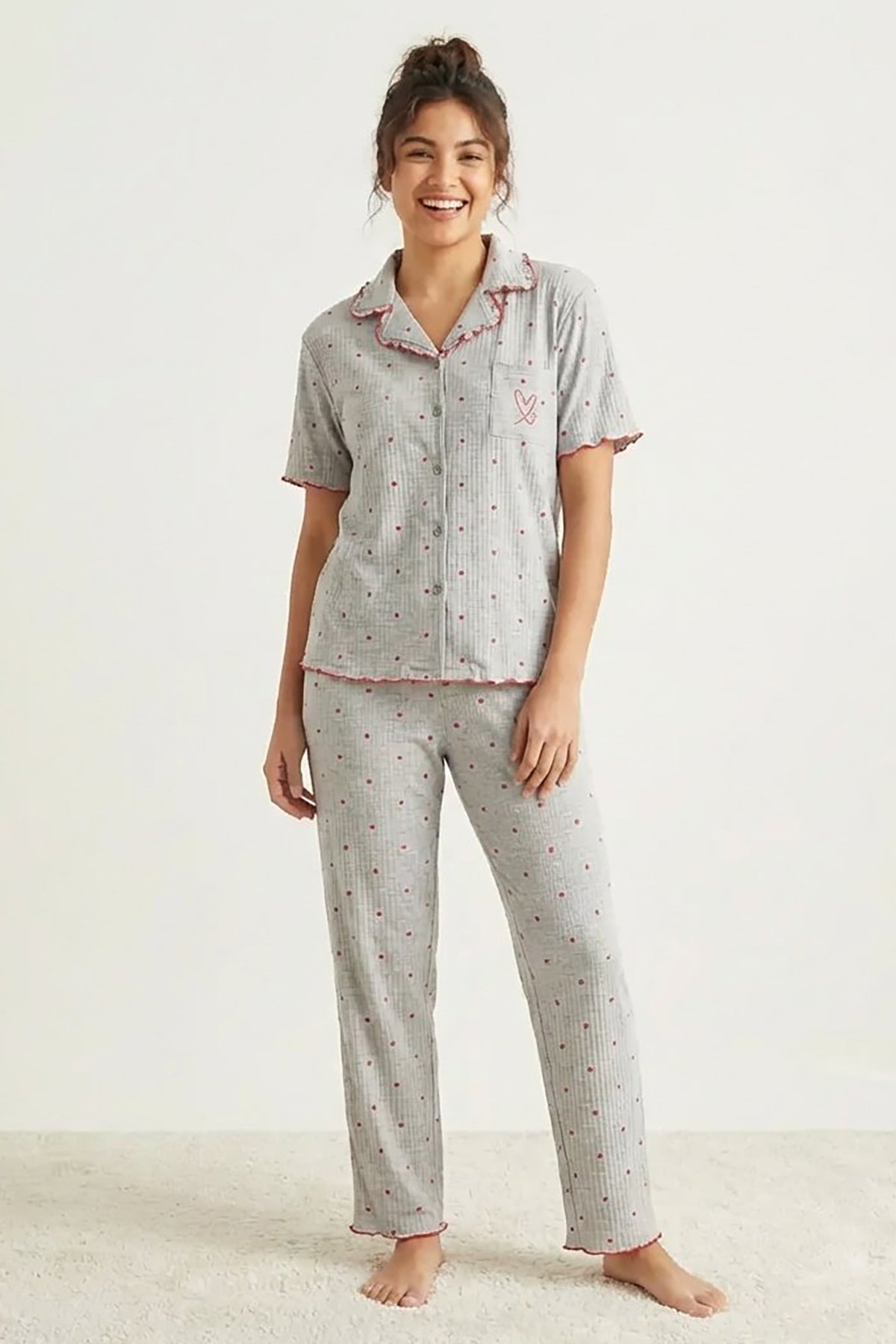 BLS - Pajama set -  Short sleeves with long pants - Grey — image 1 — Meeshop Pakistan