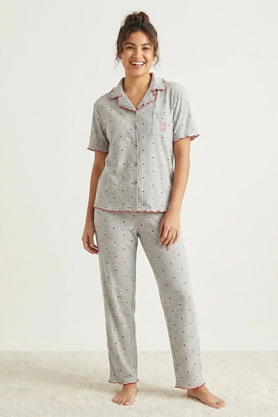 BLS - Pajama set -  Short sleeves with long pants - Grey