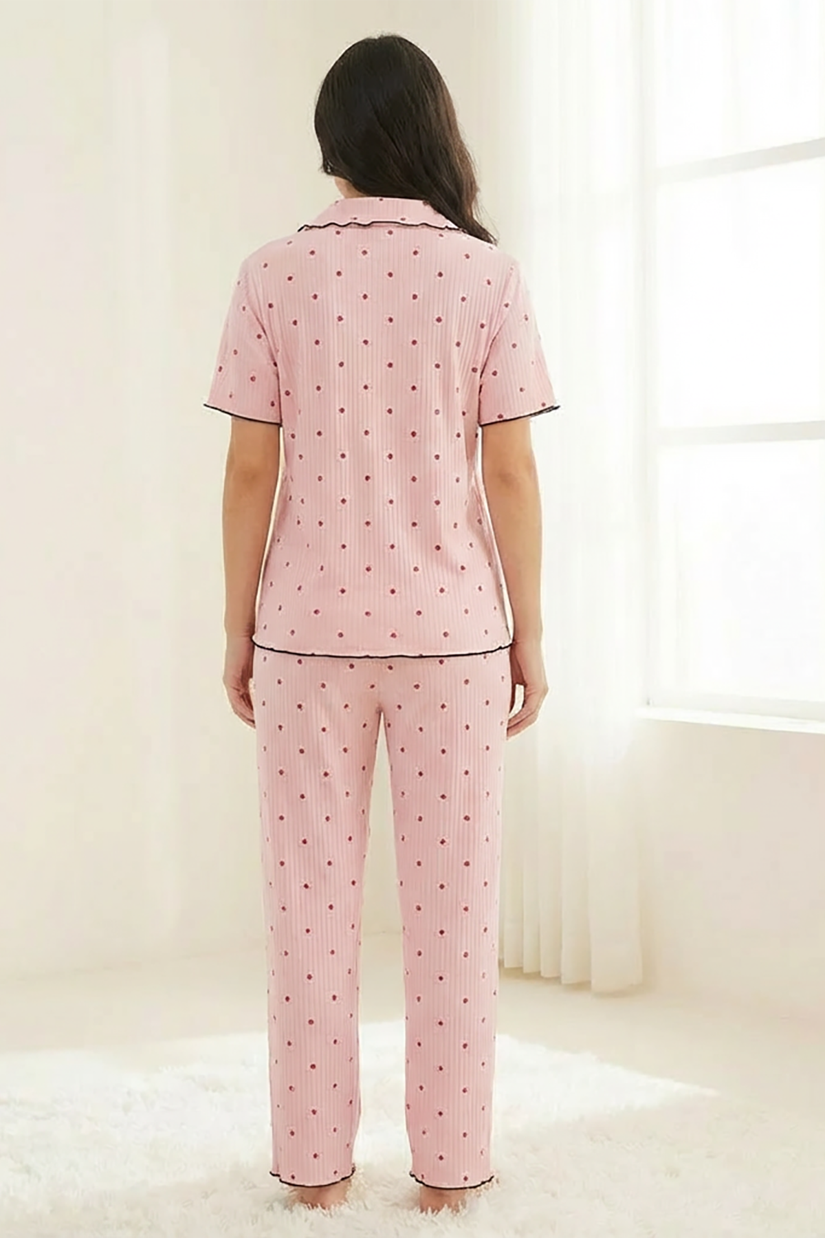 BLS - Pajama set -  Short sleeves with long pants - Pink — image 2 — Meeshop Pakistan