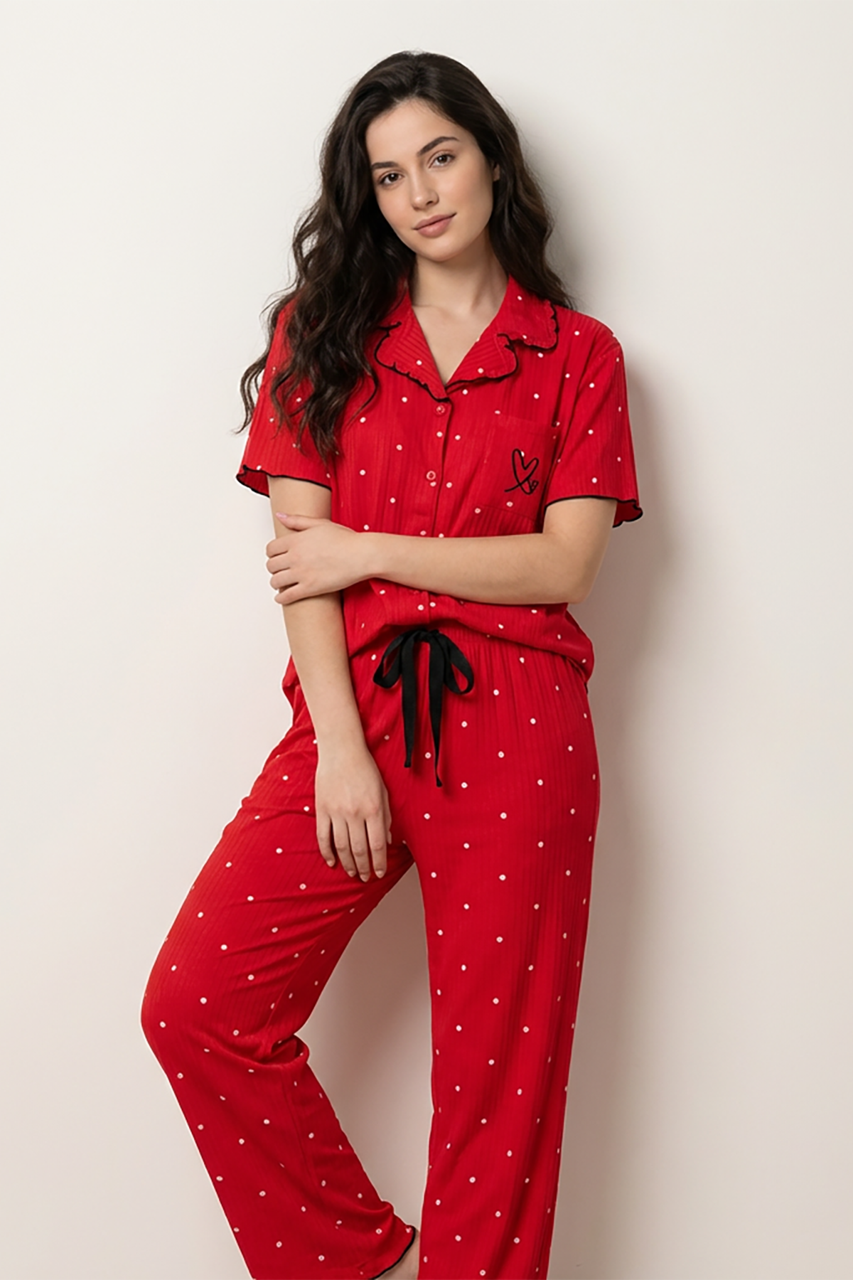 BLS - Pajama set -  Short sleeves with long pants - Red — image 1 — Meeshop Pakistan