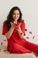 BLS - Pajama set -  Short sleeves with long pants - Red view 4