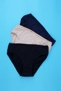 BLS - Paola Low Rise Cotton Panty - Navy Blue, Black, Skin - Pack of 3