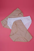 BLS - Paola Low Rise Cotton Panty - Skin, White, Skin - Pack of 3