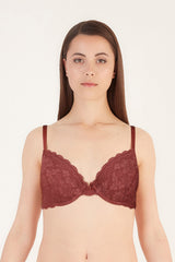 BLS - Passion Wired And Pushup Lace Bra - Cherry view 1
