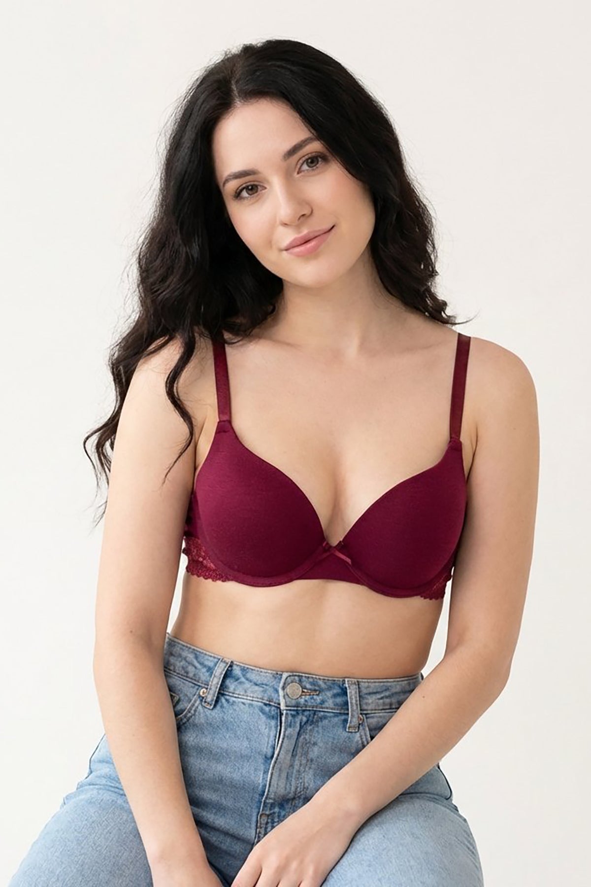 BLS - Paza Wired And Padded Cotton Bra - Burgundy — image 1 — Meeshop Pakistan