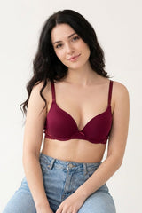 BLS - Paza Wired And Padded Cotton Bra - Burgundy view 1