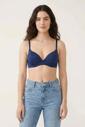 BLS - Pero Wired And Padded Cotton Bra - Navy Blue
