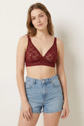 BLS - Pinkie Non Padded Lace Bralette - Burgundy