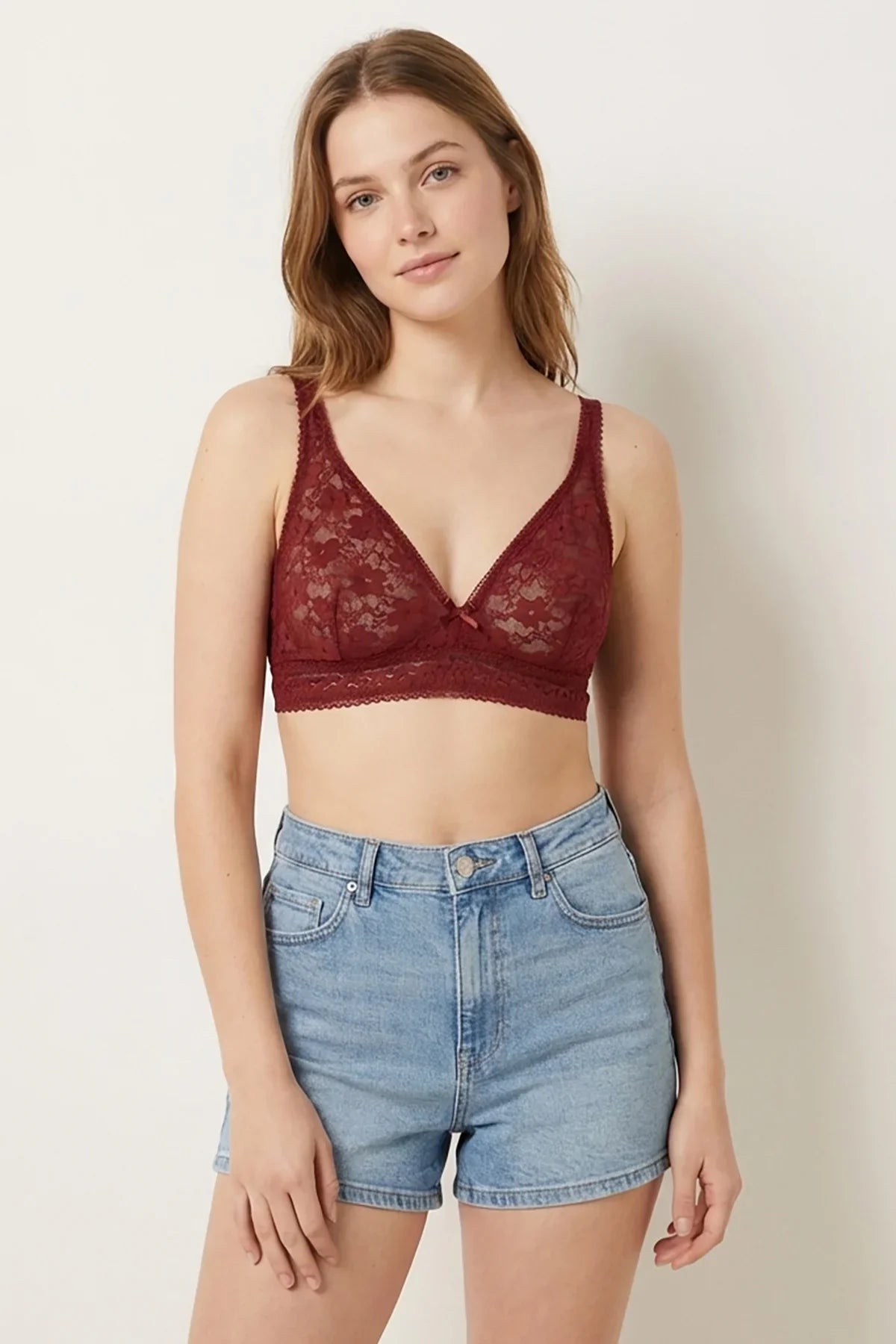 BLS - Pinkie Non Padded Lace Bralette - Burgundy — image 1 — Meeshop Pakistan