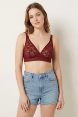 BLS - Pinkie Non Padded Lace Bralette - Burgundy view 1