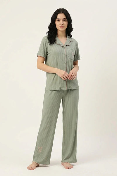 BLS - Ribbed Cotton Pajama Set - Green